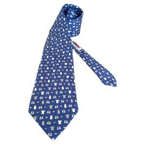 VINEYARD VINES Blue Fruit OF THE LOOM Underware Silk Tie H.M In USA W: 3.5" E.C